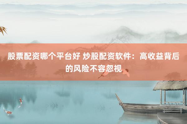 股票配资哪个平台好 炒股配资软件：高收益背后的风险不容忽视