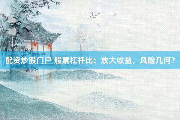 配资炒股门户 股票杠杆比：放大收益，风险几何？