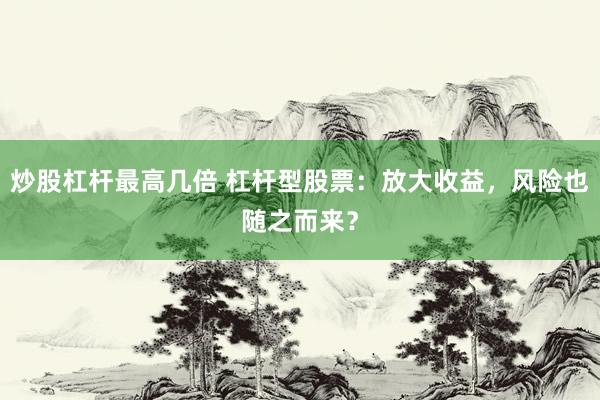 炒股杠杆最高几倍 杠杆型股票：放大收益，风险也随之而来？