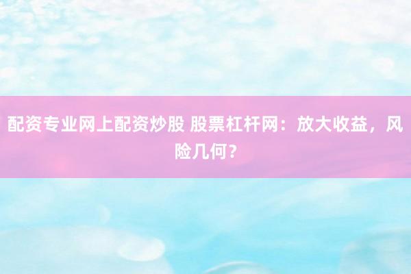配资专业网上配资炒股 股票杠杆网：放大收益，风险几何？