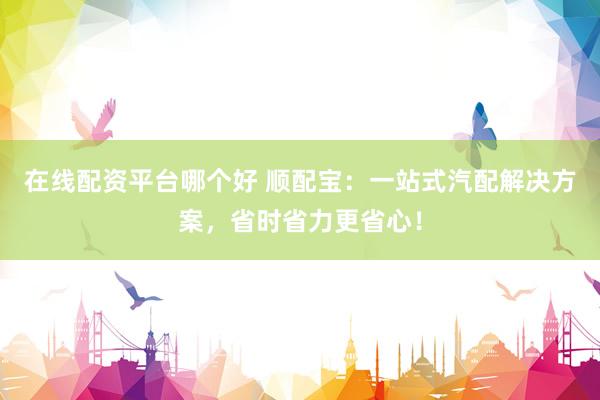 在线配资平台哪个好 顺配宝：一站式汽配解决方案，省时省力更省心！