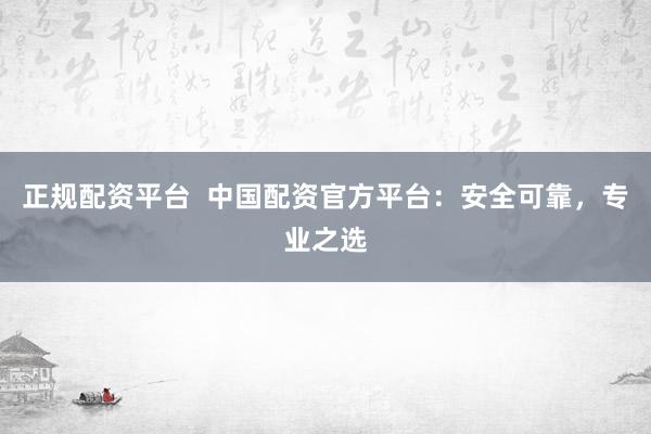 正规配资平台  中国配资官方平台：安全可靠，专业之选