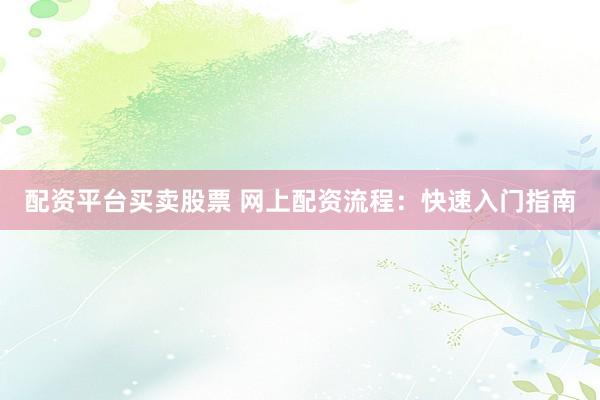 配资平台买卖股票 网上配资流程：快速入门指南