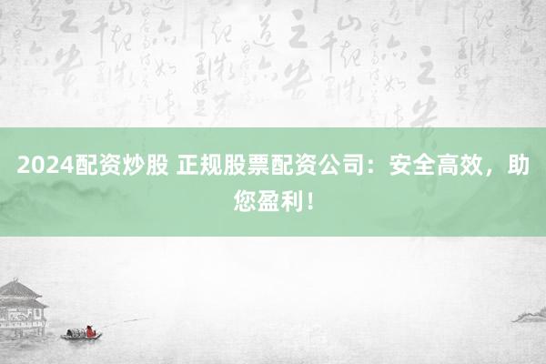 2024配资炒股 正规股票配资公司：安全高效，助您盈利！