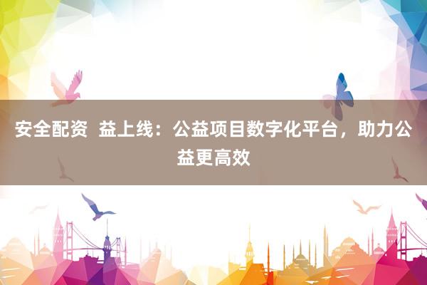 安全配资  益上线：公益项目数字化平台，助力公益更高效