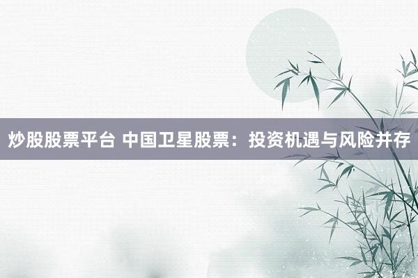 炒股股票平台 中国卫星股票：投资机遇与风险并存