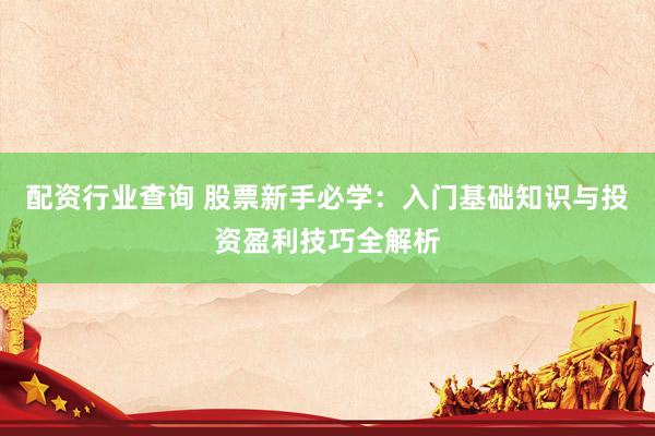 配资行业查询 股票新手必学：入门基础知识与投资盈利技巧全解析