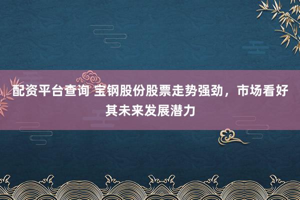 配资平台查询 宝钢股份股票走势强劲，市场看好其未来发展潜力