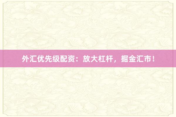外汇优先级配资：放大杠杆，掘金汇市！