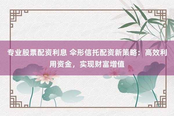 专业股票配资利息 伞形信托配资新策略：高效利用资金，实现财富增值